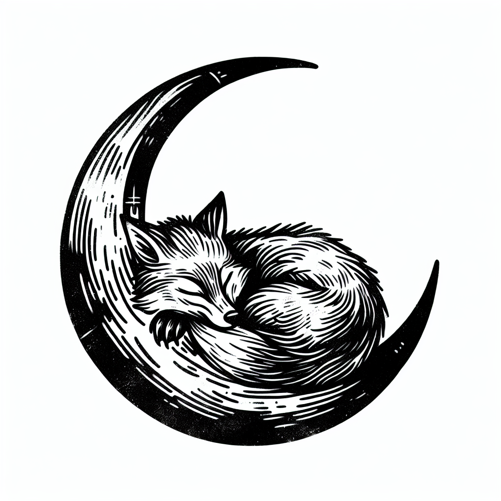 Crescent Moon Cradling A Sleeping Fox