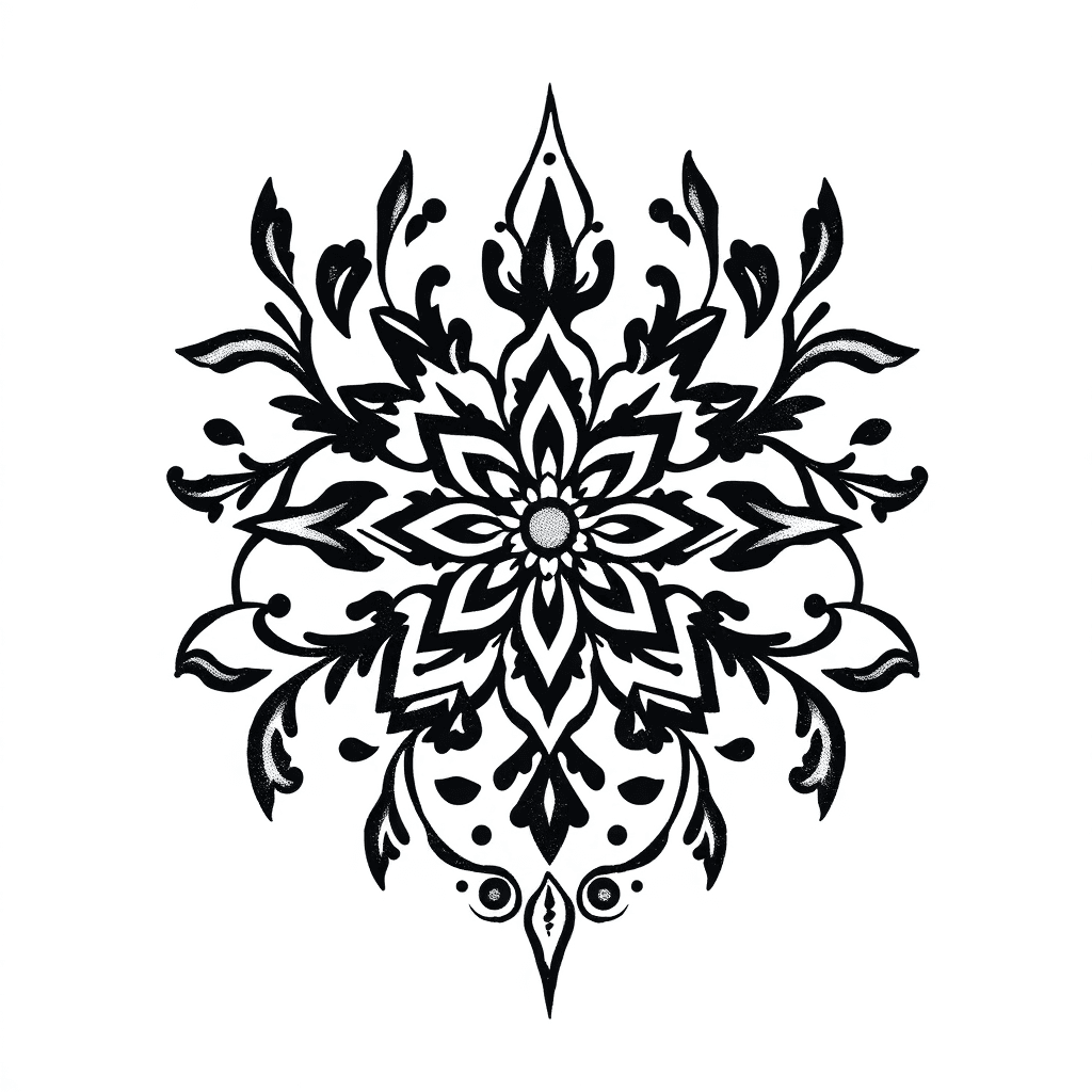 Dark Ornamental Knee Tattoo