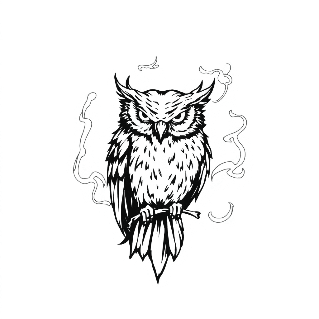 Evil Owl With Smoke All Around It