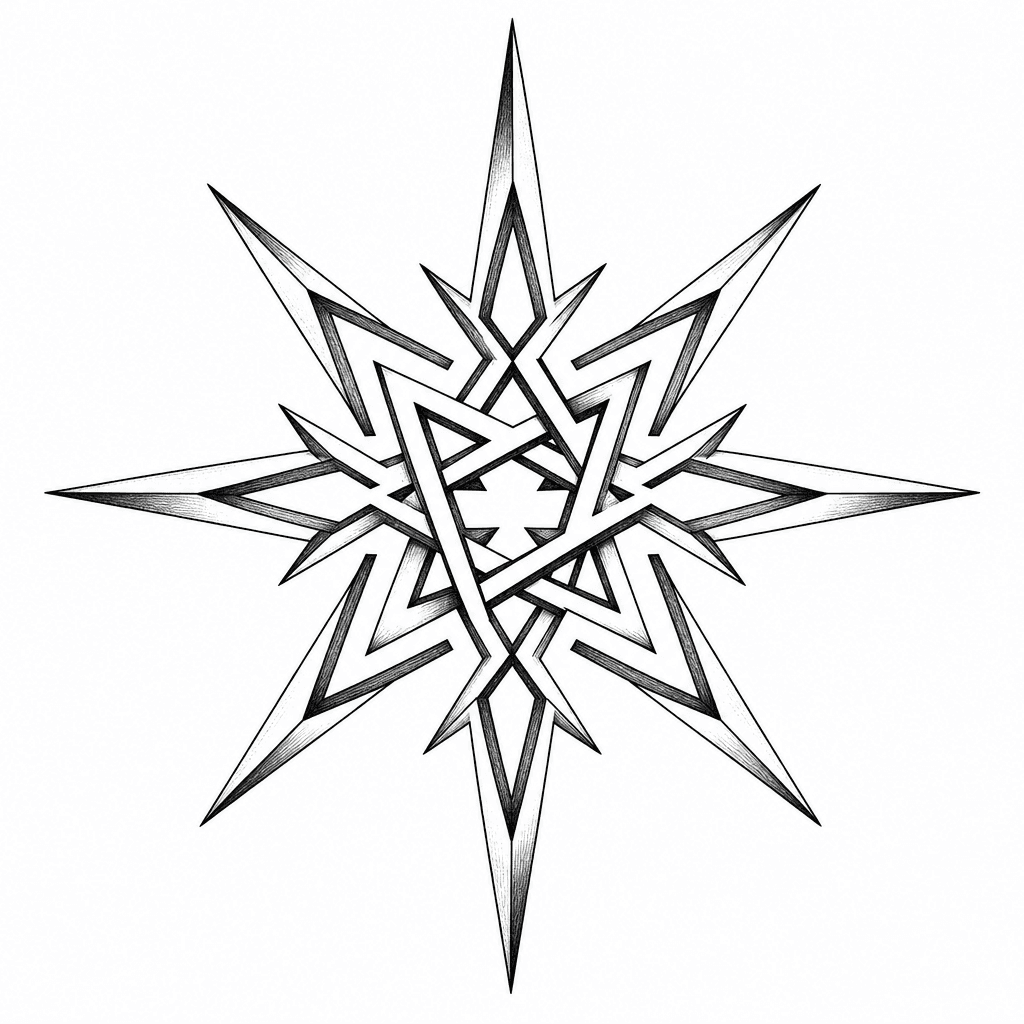 Cybersigil Star Symbol With Angular Spikes