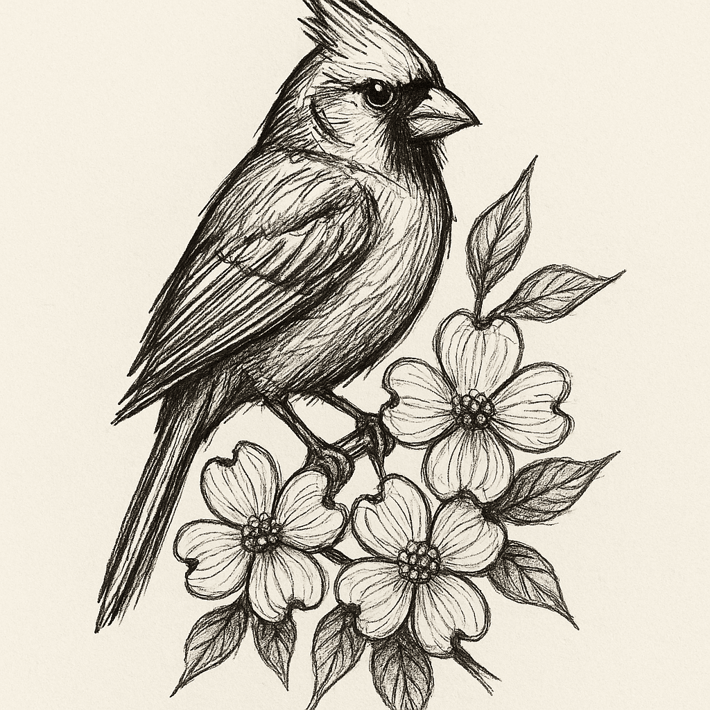 Cardinal With Dogwood
