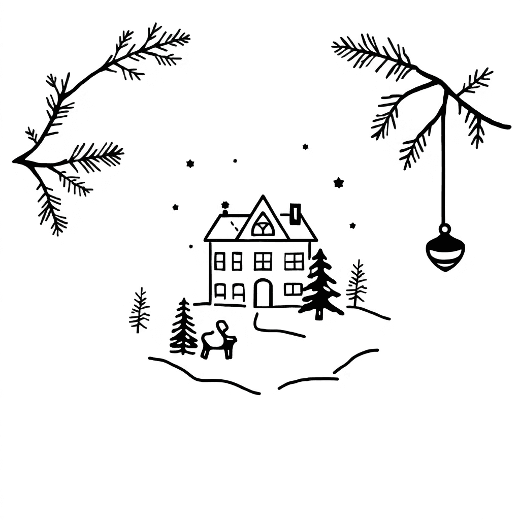 A Festive Holiday-themed Embroidery Design, With Scenes Of Winter Cheer And Simple Ornaments.
