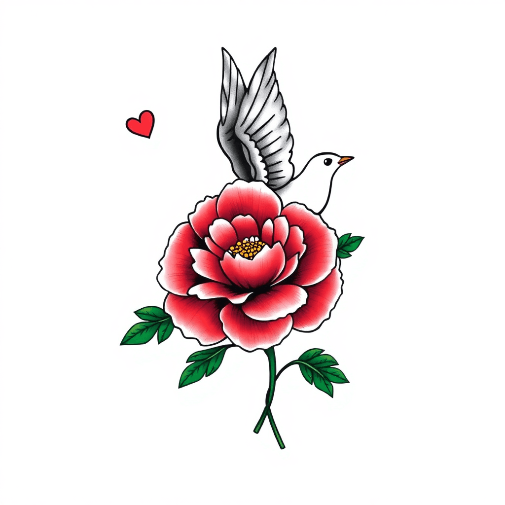A Tattoo For Mom With Carnation Flower And Dove