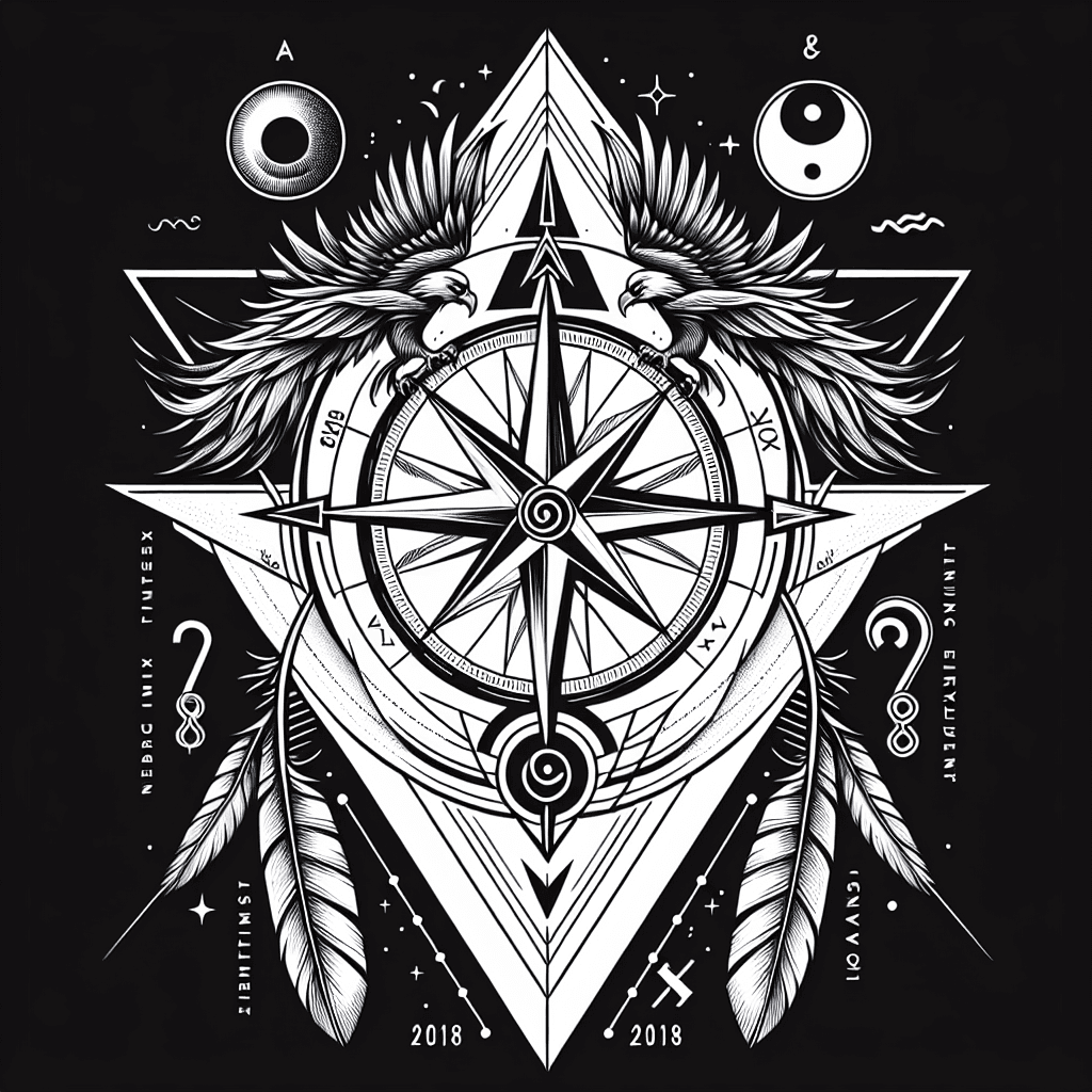 Für Linken Frauenoberarm, Ein Kompass Als Unendlichkeitszeichen, Phönix, Universum, Yin Und Yang, Wassermann Als Sternzeichen, Federn, 07.09.2018, Das Tattoo, Soll Die Verbundenheit Mit Allem Zeigen