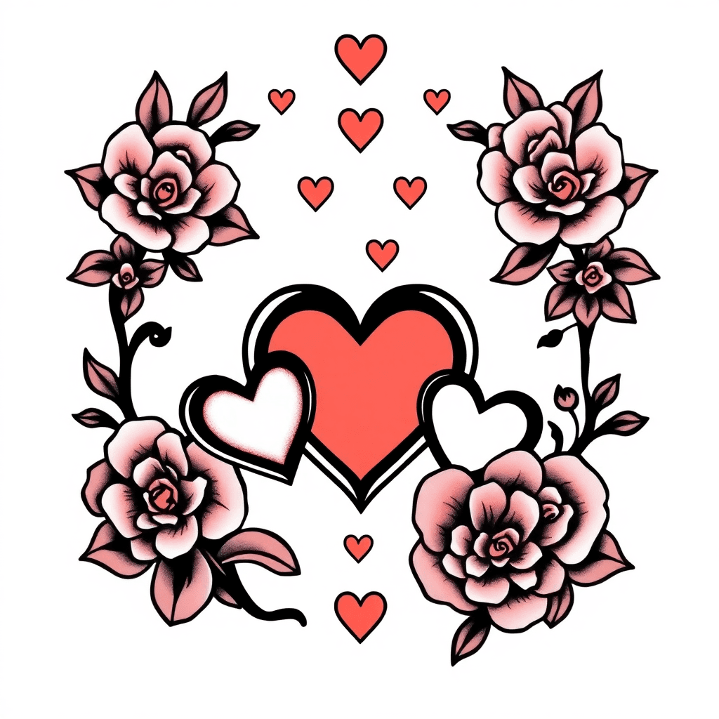 Cover Up Tattoo Including Heart Shapes