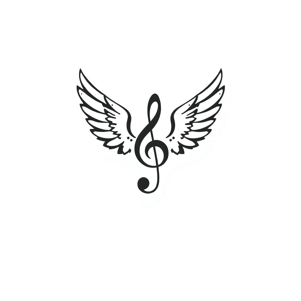 Angel Wing Treble Clef Piano Keyboard