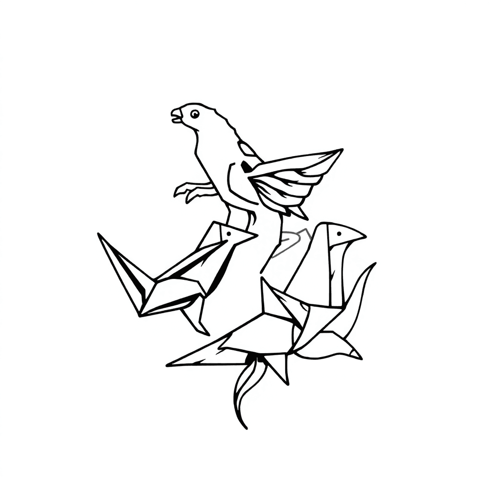 Traditional "Individual Origami animals" Tattoo Design