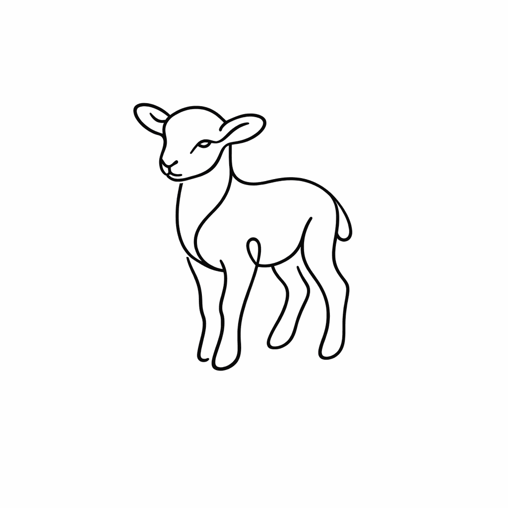 Single line "Lamb Outline" Tattoo Design