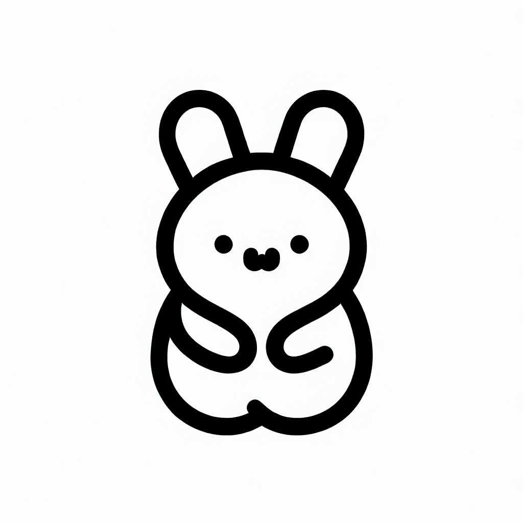 Single line "sanrio art style kawaii chubby plush bunny icon lineart" Tattoo Design