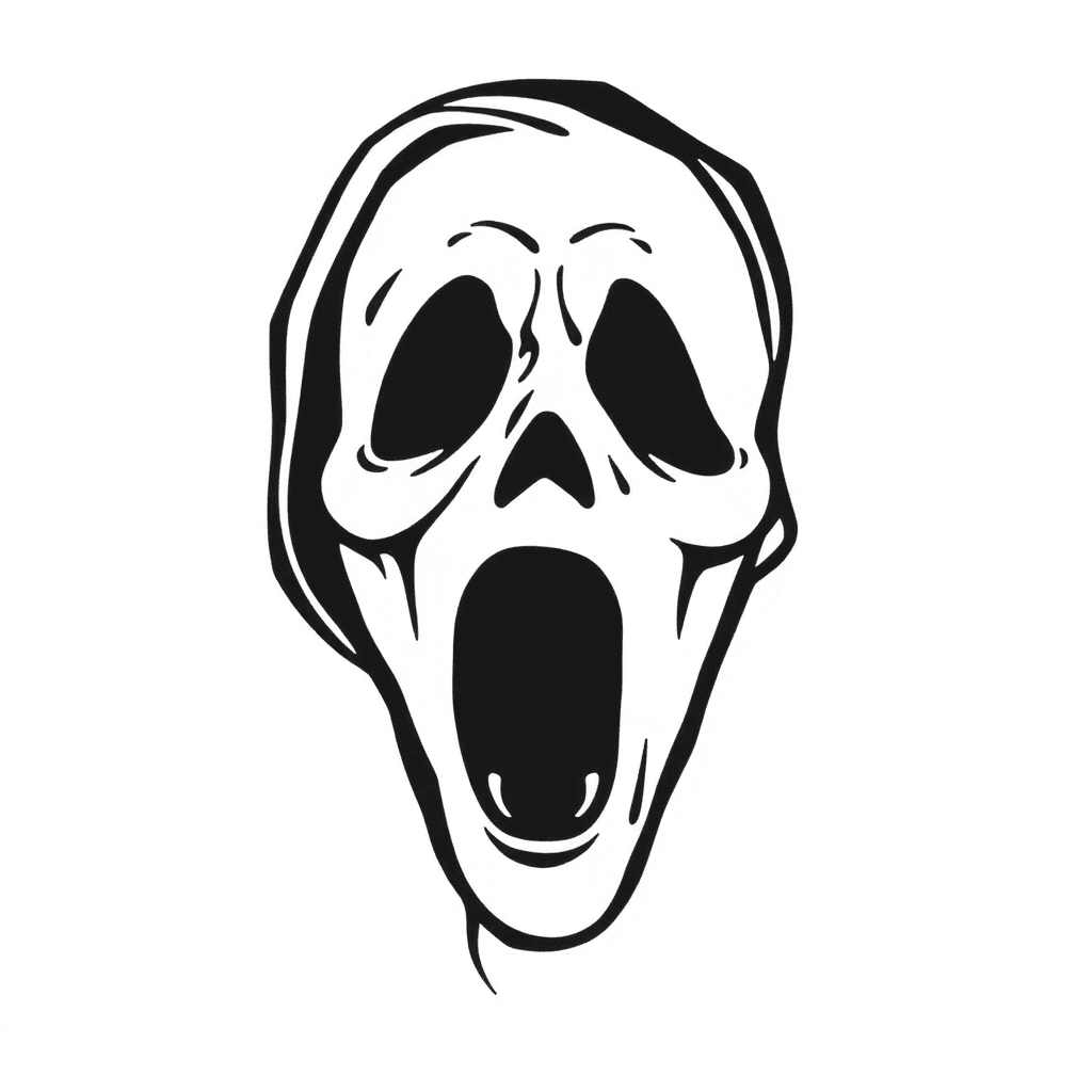 Single line "Scream face" Tattoo Design