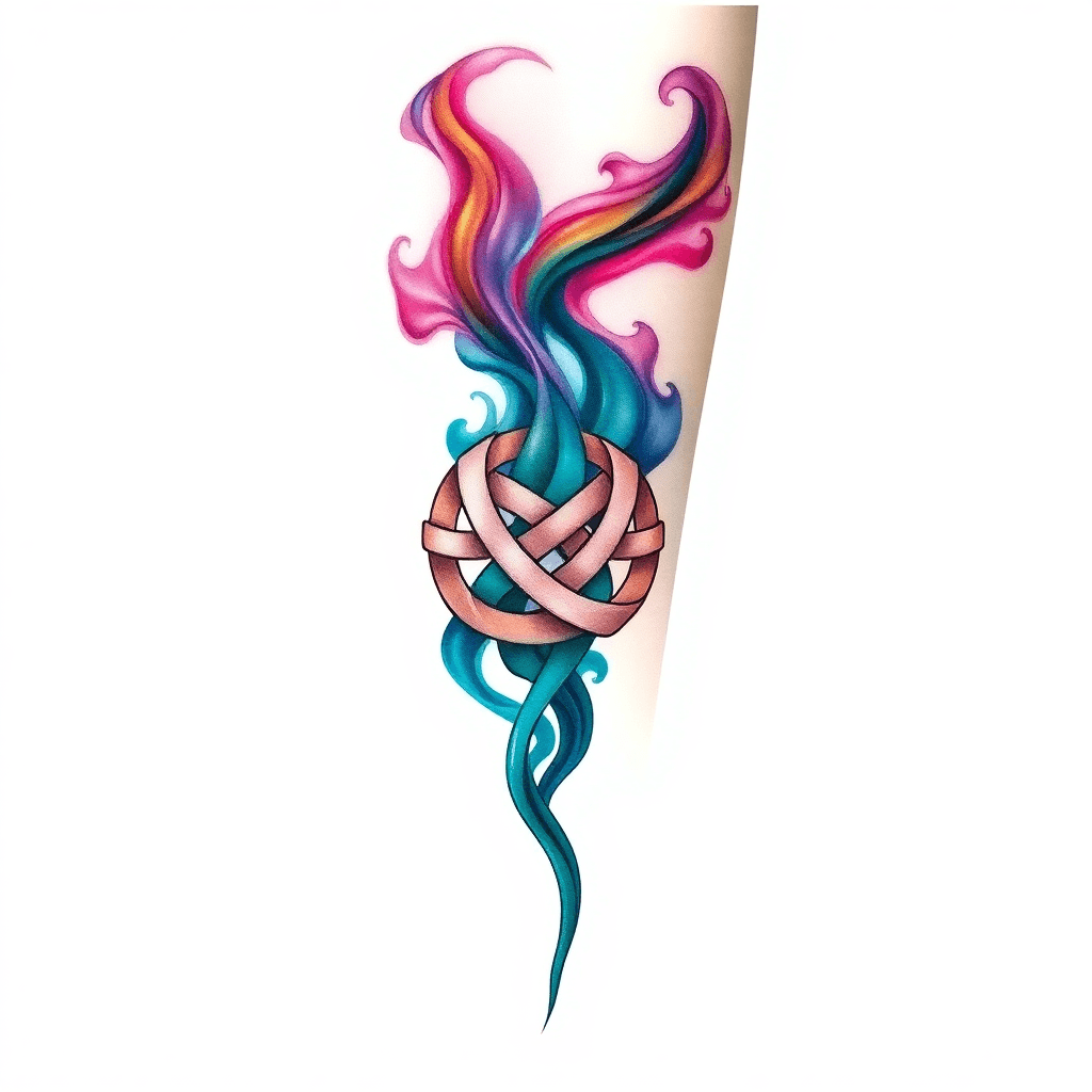 Forearm Tattoo Of Celtic Knot Made Out Of Smoke