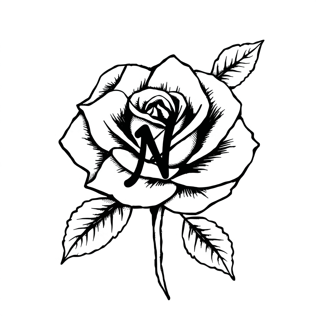 Rose With Letter Nj