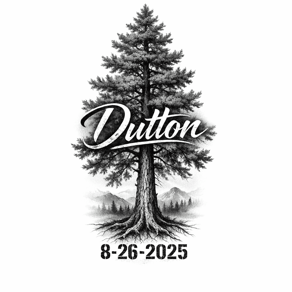 Manly Tree With The Name Dutton Going Through It And 8-26-2025