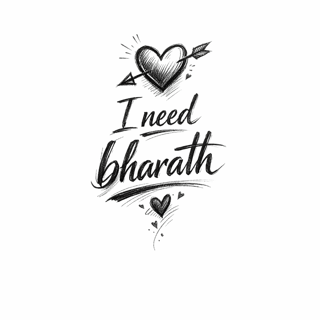 I Need Bharath Name With Love Symbol It Should Be Minimal And Neat And Creative