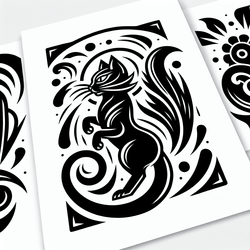 Traditional "heroe black cat" Tattoo Design