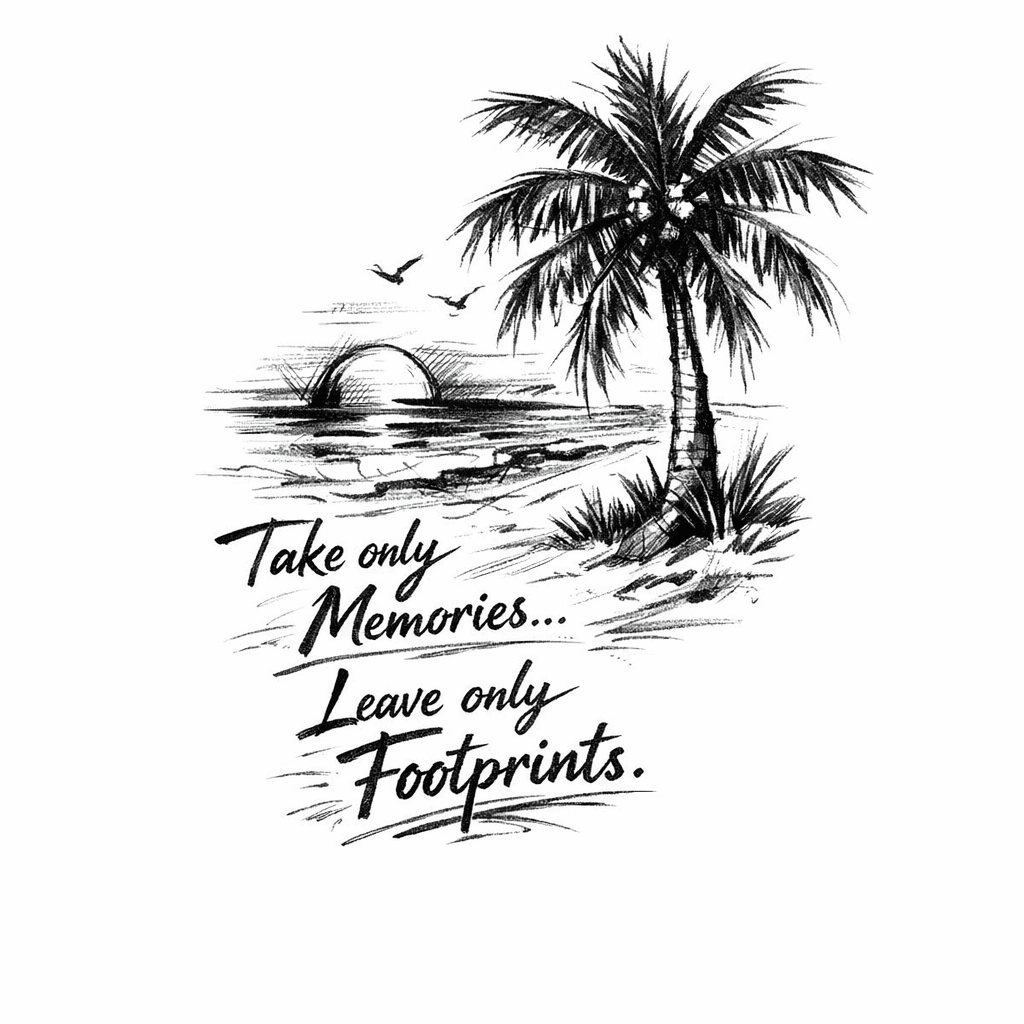 Right Pec Tattoo With A Palm Tree And Quotes