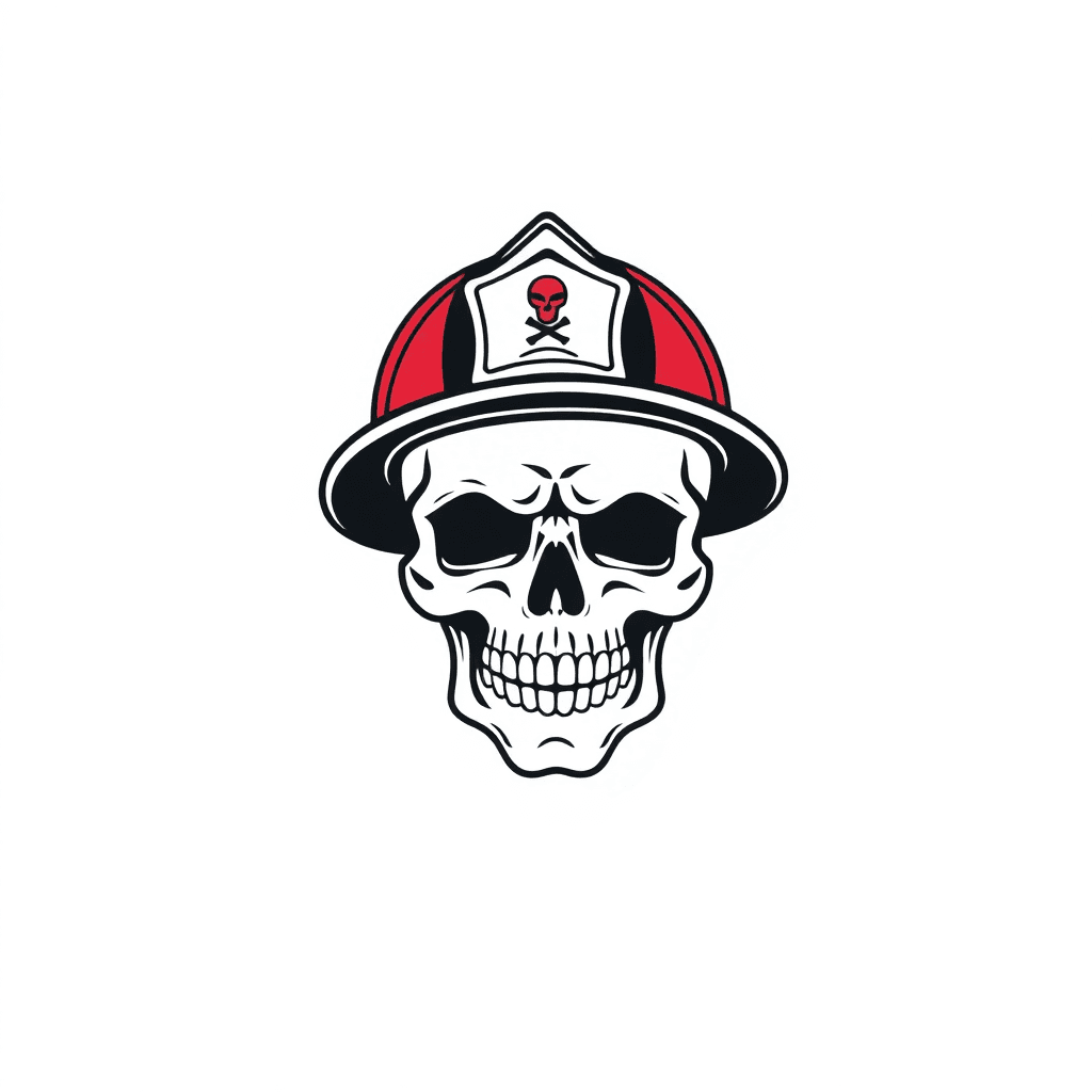 Half Skull With Firefighter Helmet