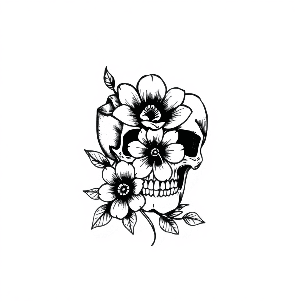 A Skull With Flower