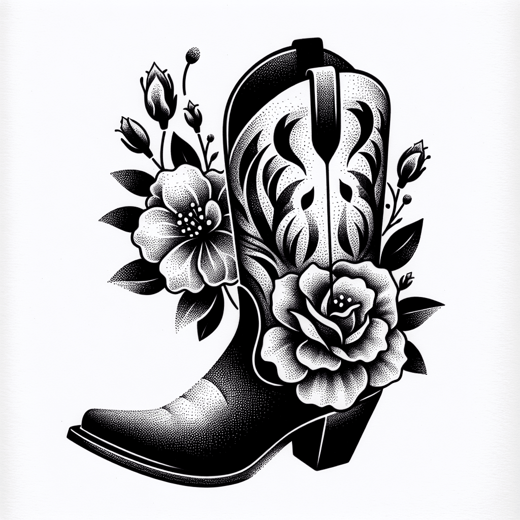 A Cowgirl Boot With Flowers Coming Out Of It