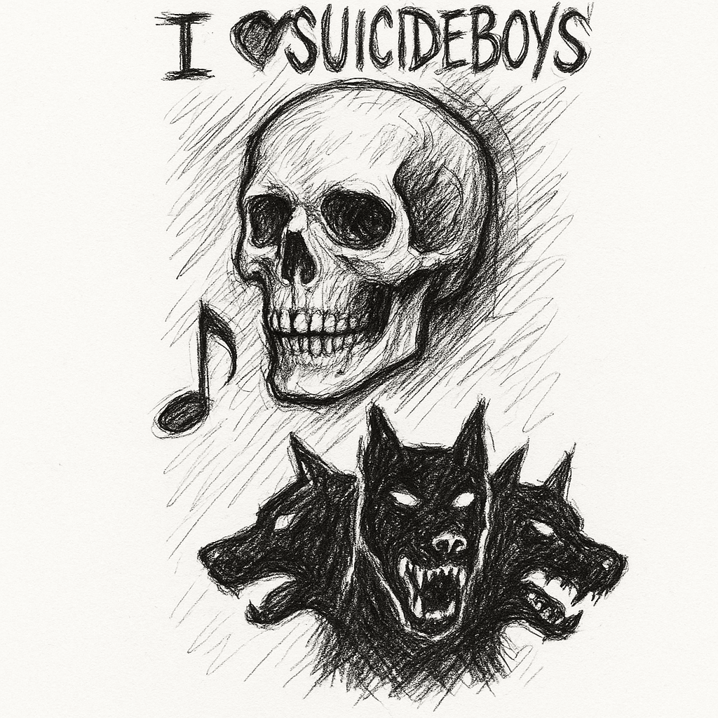 I Love Suicideboys And Music Overall. I Would Like To Make My Tattoo On My Arm. Skull And Stuff. Also I Like City Morgue And Zillakami. Especially The Tripple Dog Head