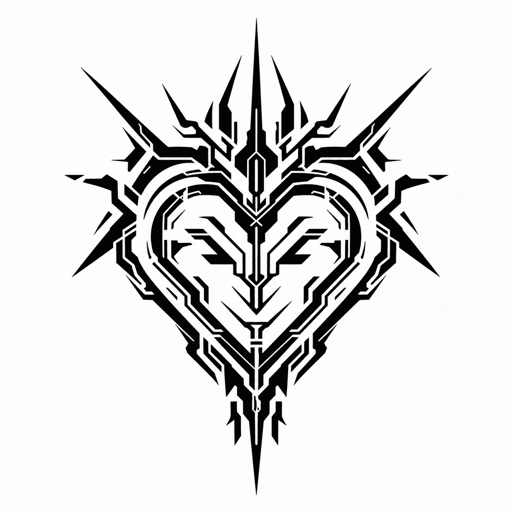 Cybersigil Heart Symbol With Spiked Abstract Edges