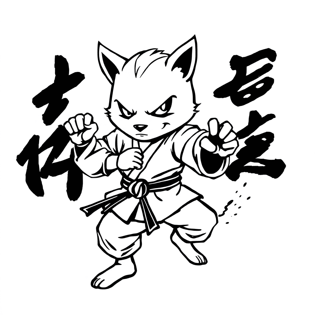 Create An Image As A Mascot, With The Context That "ippi" Is Practicing Martial Arts