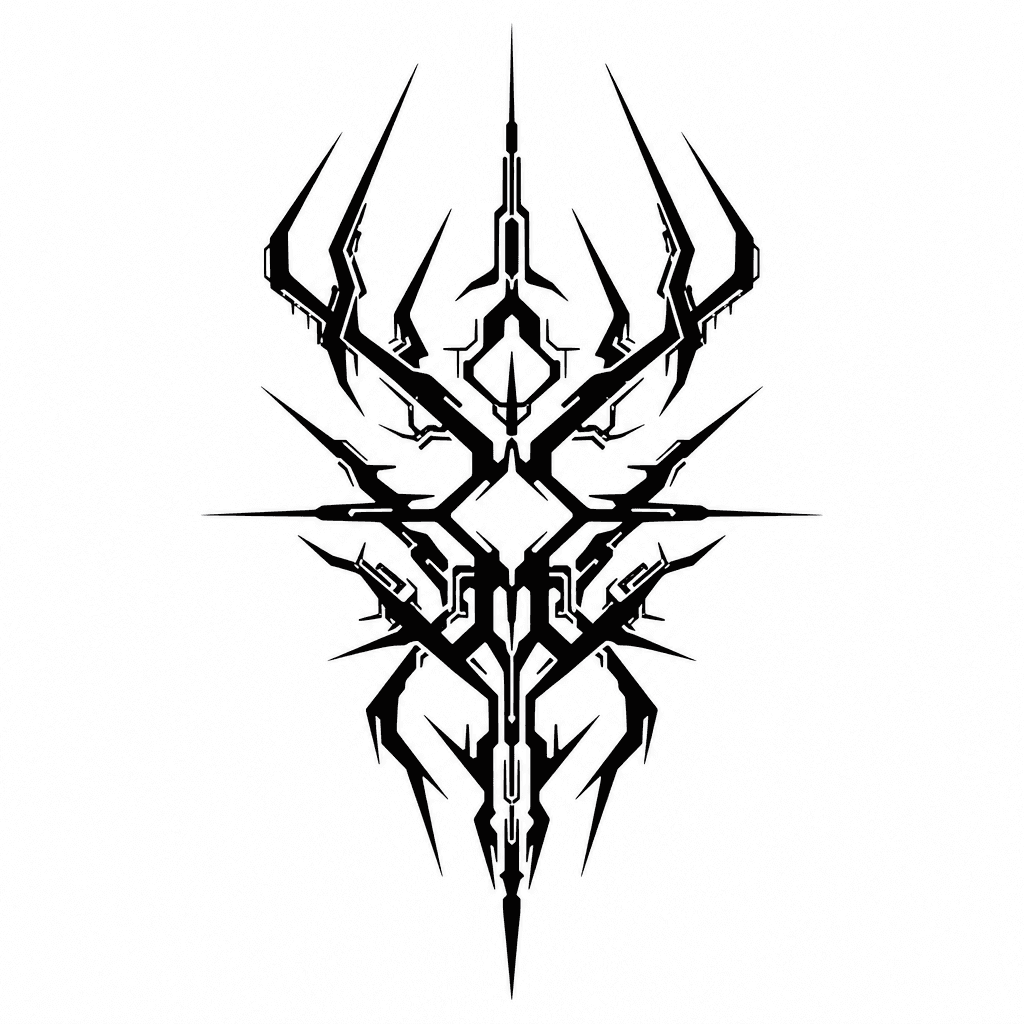 Cybersigilism "dark futuristic sigil with thorn-like shapes" Tattoo Design