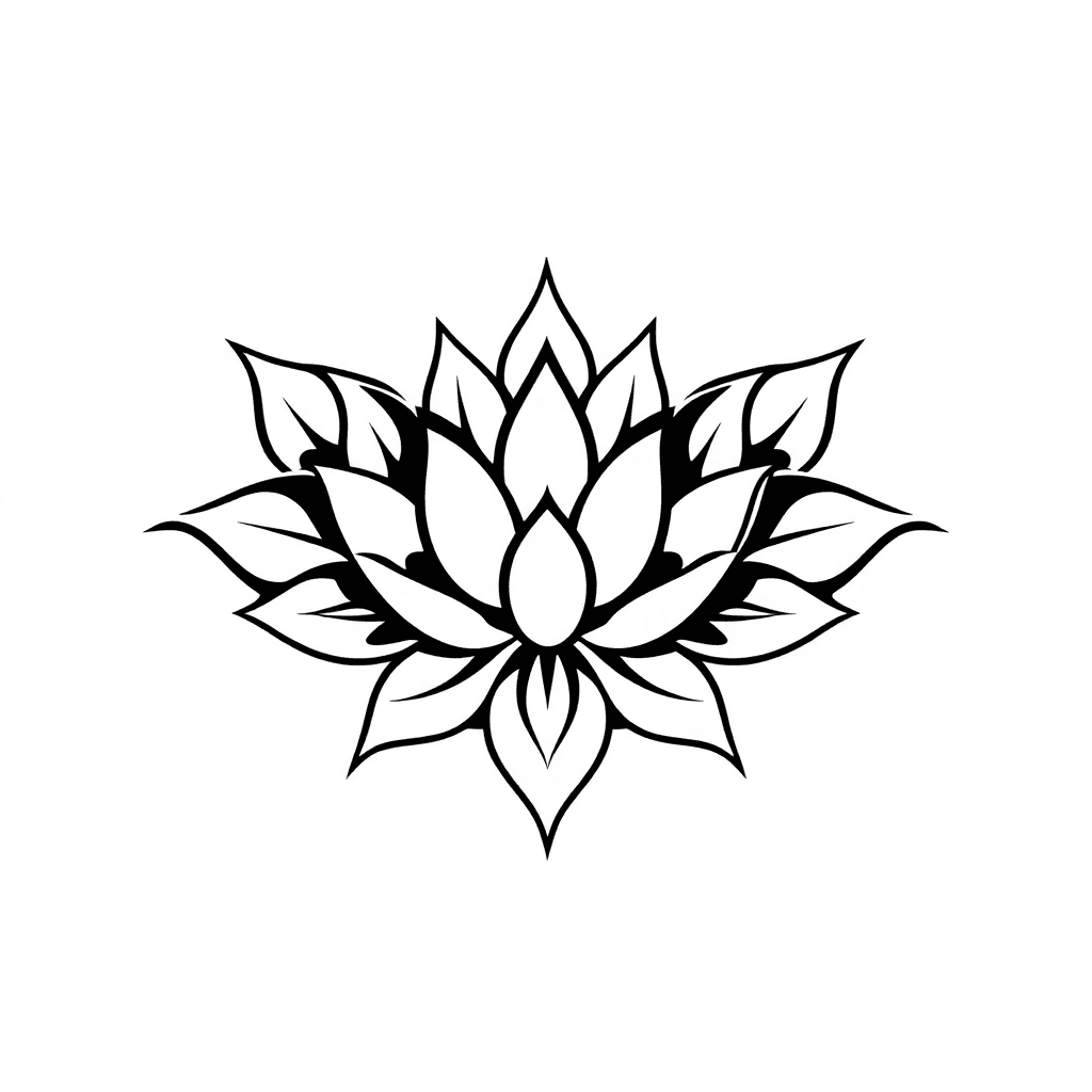 Mandala Lotus Flower With Wavy Petals Flowing