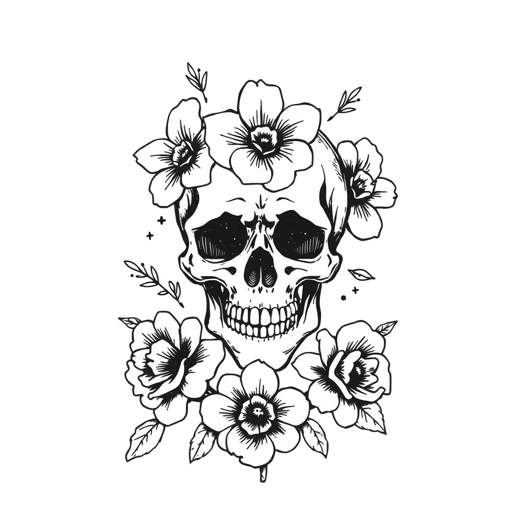 Skull With Flowers