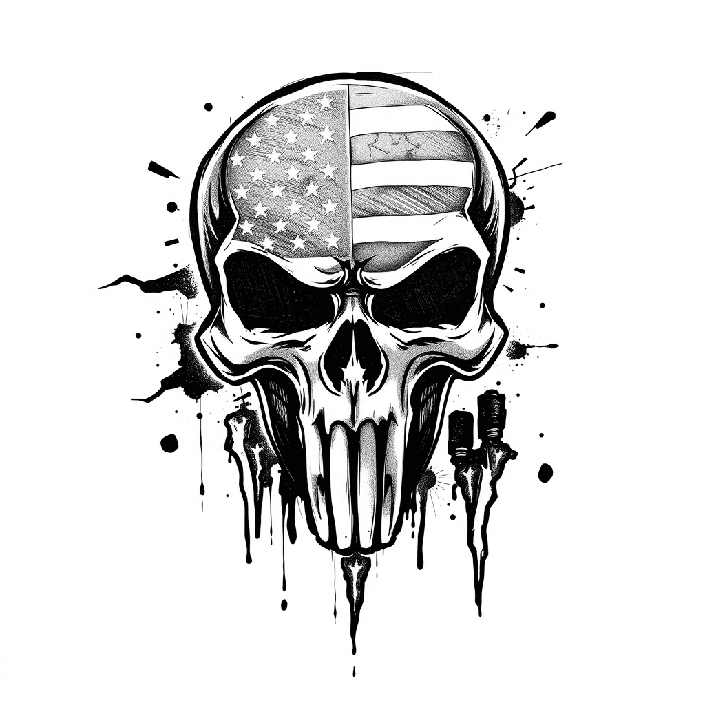 Punisher Skull American Flag