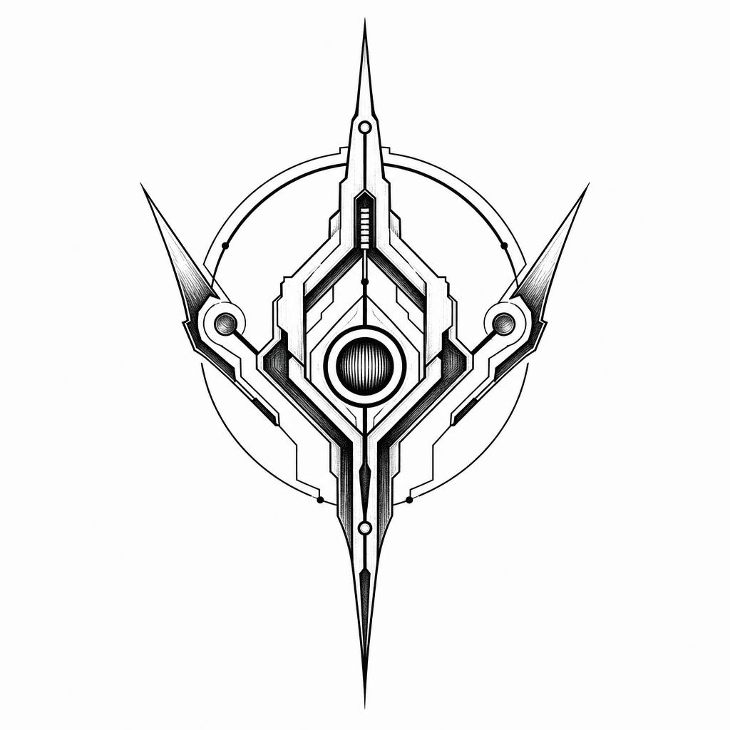 Dark Cyber Sigil Emblem With Sharp Negative Space