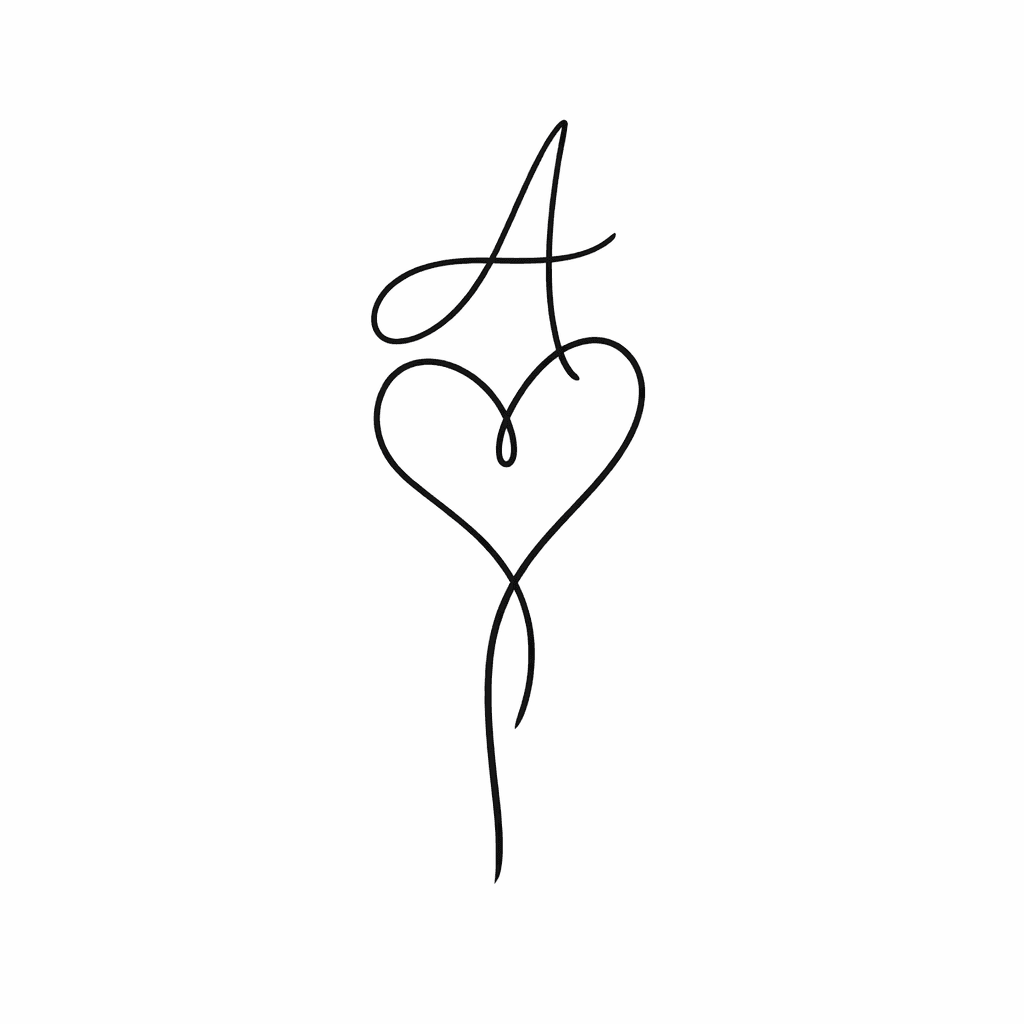Single line "Initial + Heart" Tattoo Design