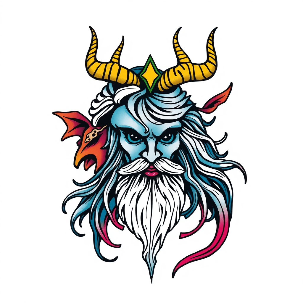 "crie O Design De Uma Tatuagem Única Que Combine Elementos Da Mitologia Grega E Runas Nórdicas, Utilizando Padrões Geométricos Sofisticados.