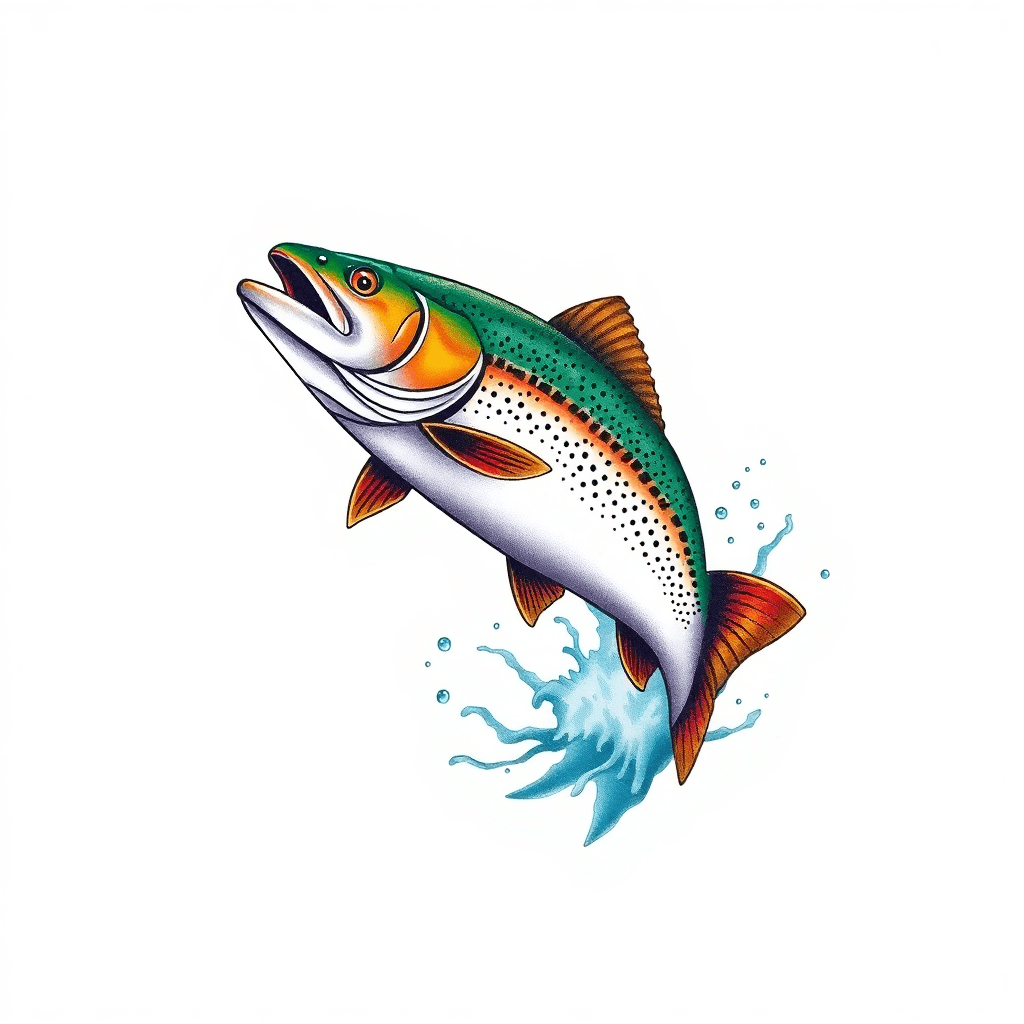A Trout Jumping Out Of The Water