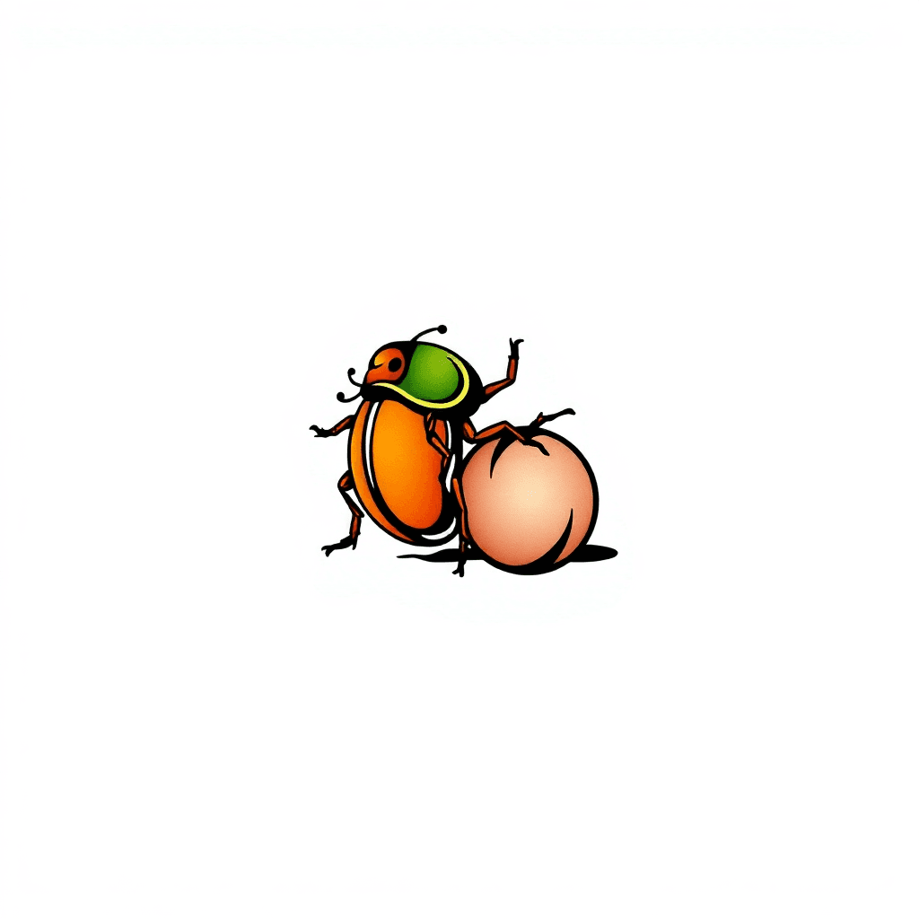 A Dung Beetle Rolling A Ball Of Poop