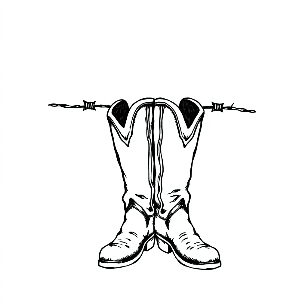 Barbed Wire And Cowboy Boots
