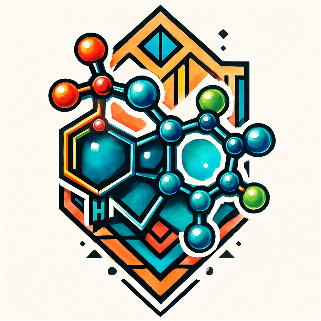 Create A Highly Detailed, Vibrant Tattoo Design Featuring The Chemical Structure Of An Lsd Molecule At Its Center. Render The Molecule In A 3d, Glossy Style With Atoms As Glowing Orbs In Neon Colors L