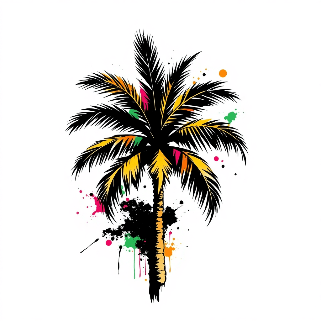 Full Color Palm Tree, Splash Art