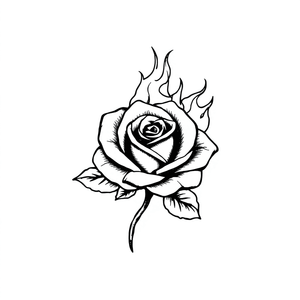 A Rose With Petals Made Out Of Flames