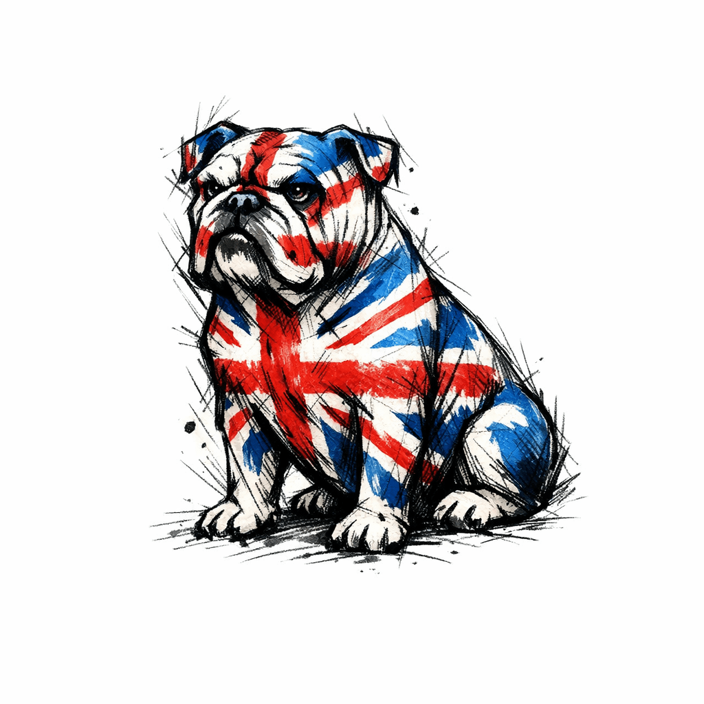 British Bulldog Colored With Union Jack