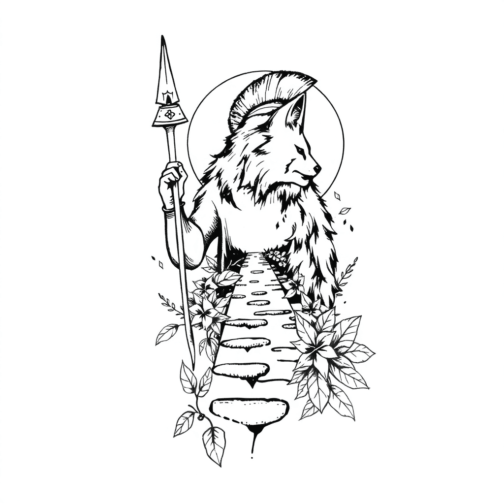 I Want A Half Sleeve. For Bottom Arm. I Want A Tattoo Based On The Spirituality And Resilience. I Want A Spartan Warrior, A Wolf And A Pathway To Plenitude. Mixed With Conectors Like Leaves And Nature