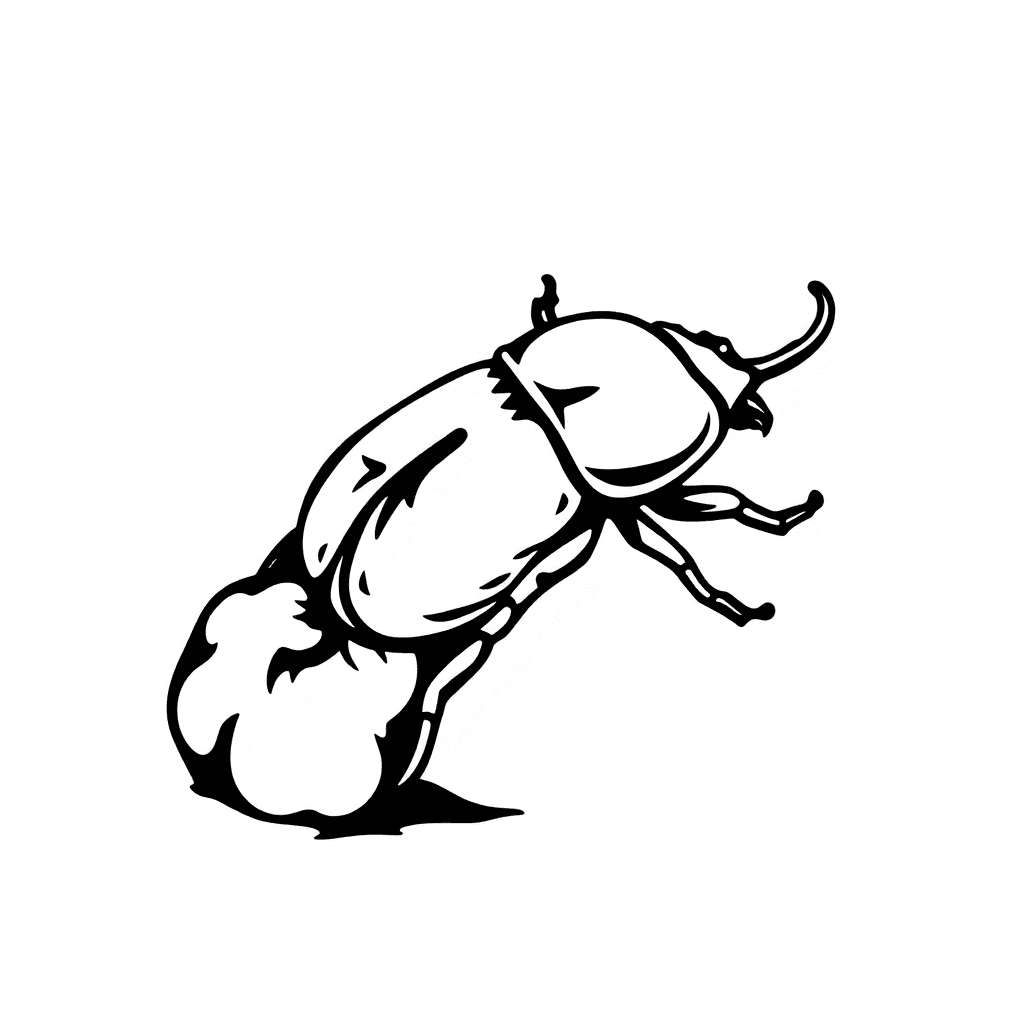 A Dung Beetle Rolling A Ball Of Poop Around