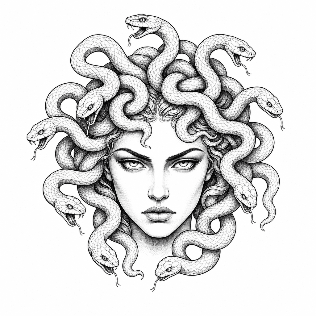 Medusa Head With Snake Hair