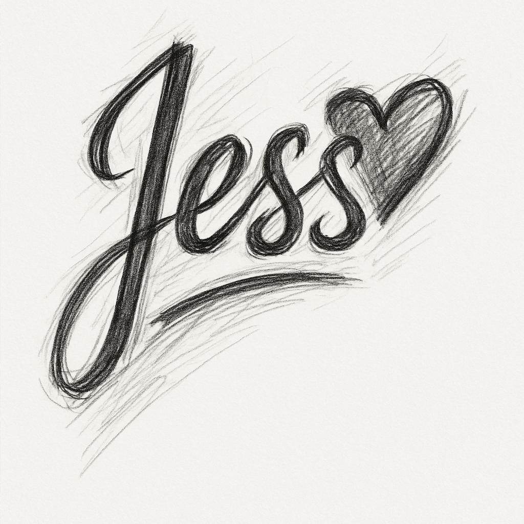 The Name Jess Is Cursive Font With A Heart Attached To The Right Of The Name For Men Has To Be Masculine