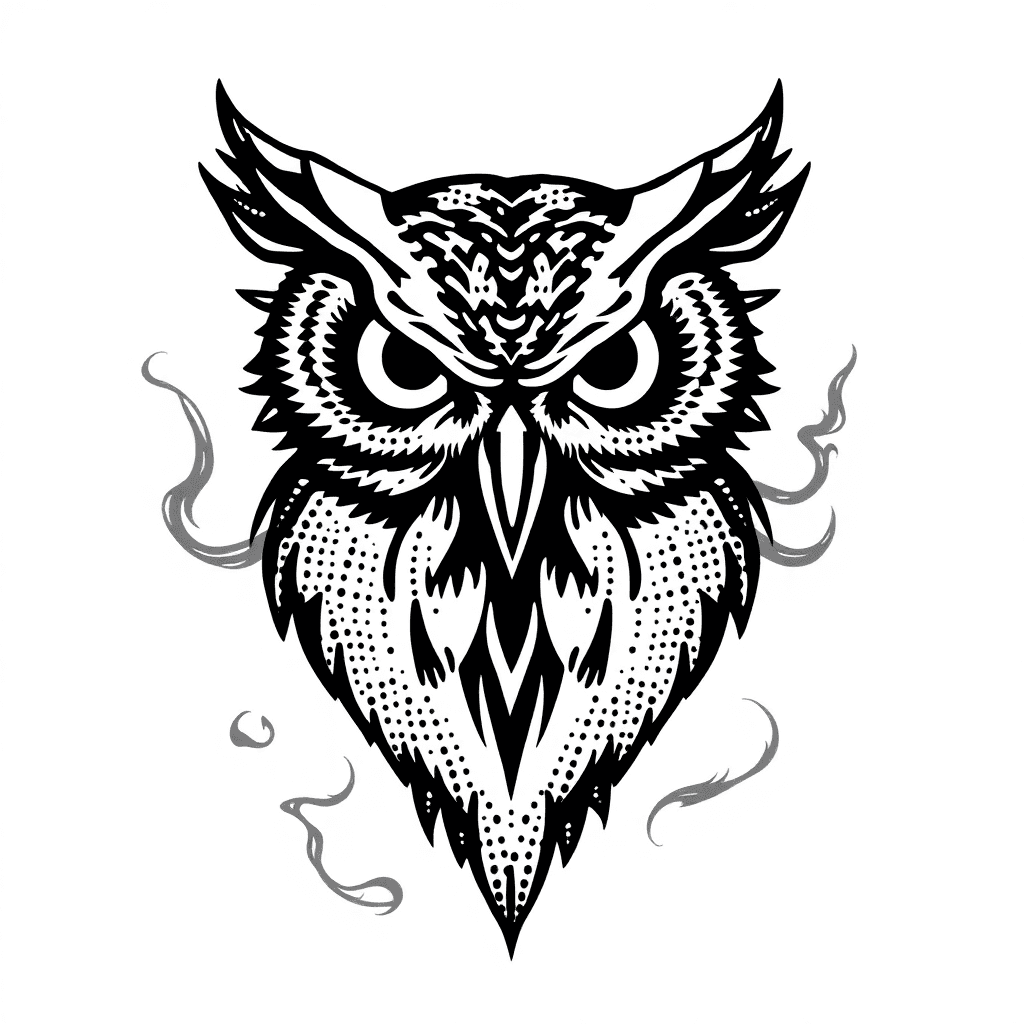 Evil Owl With Smoke All Around It