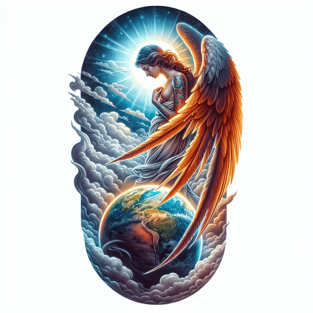 Angel In The Clouds Looking Down At Earth