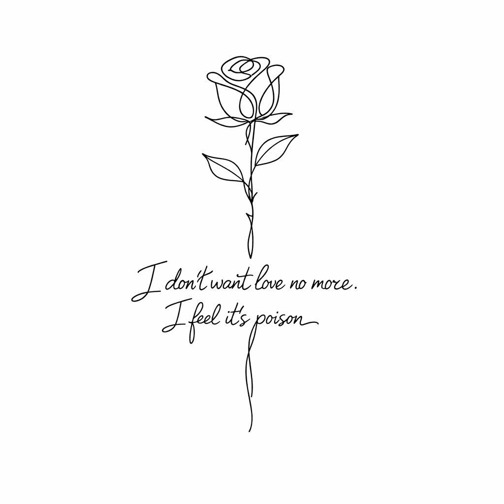 A Rose With The Phrase " I Don't Want Love No More. I Feel It's Poison"