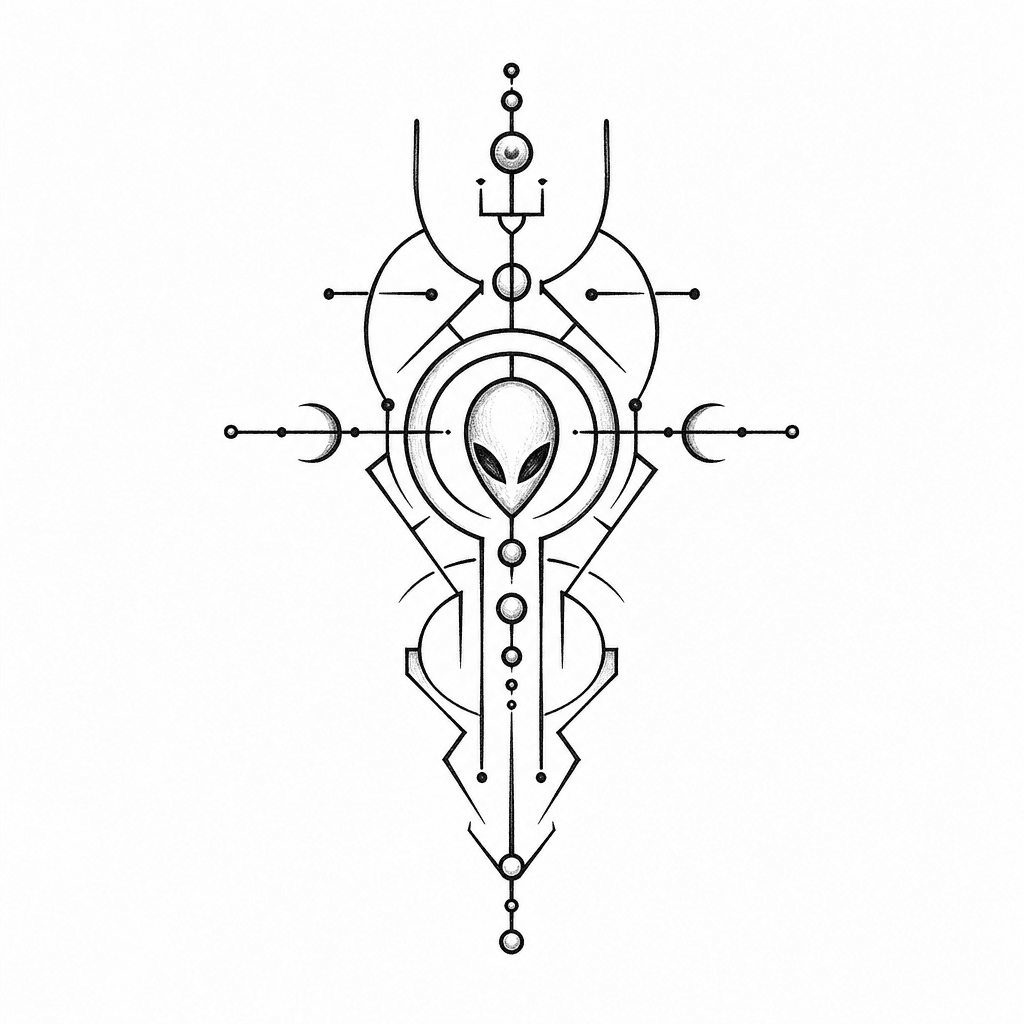 Alien Cybersigil Hand Tattoo Mark