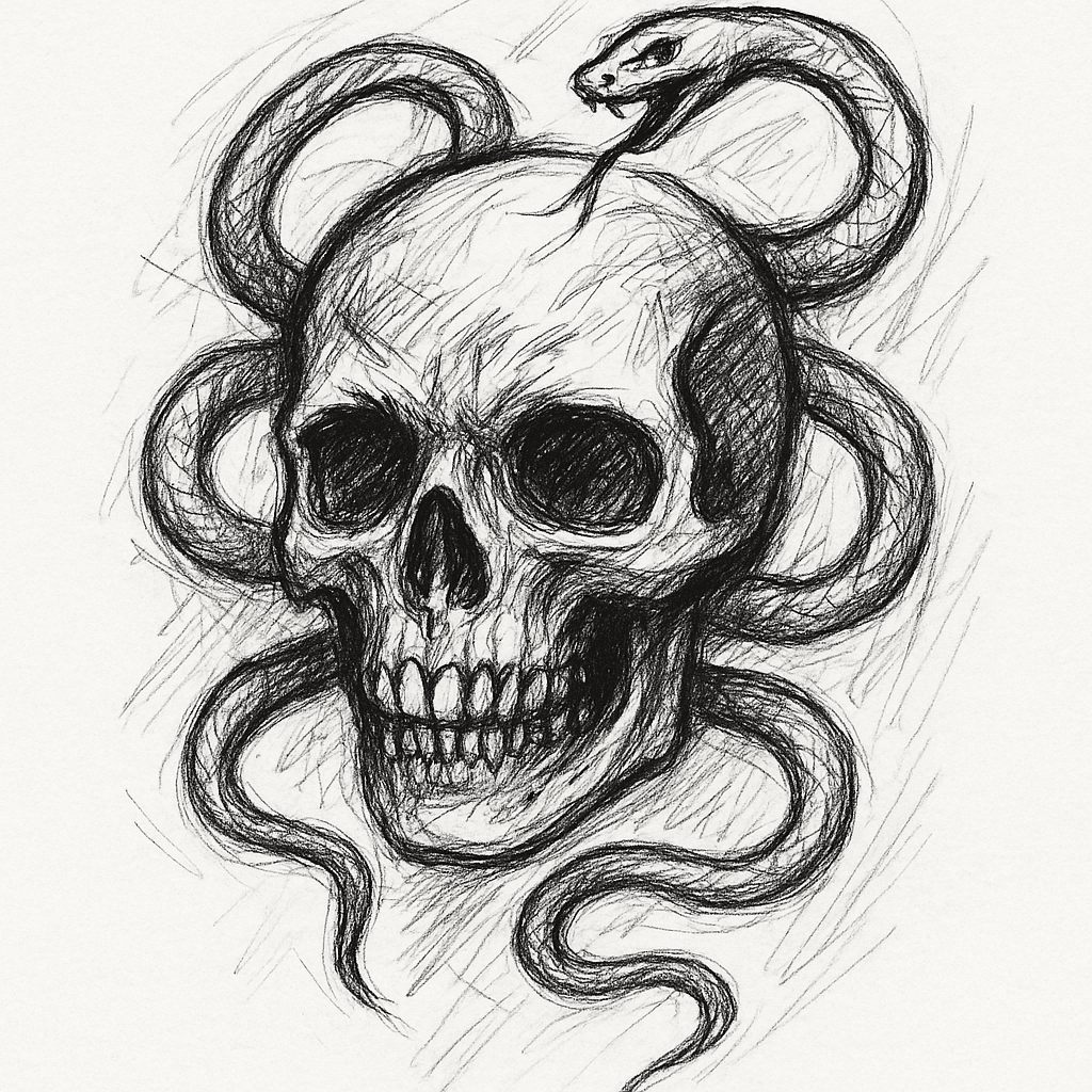 Creepy Skull With Snakes