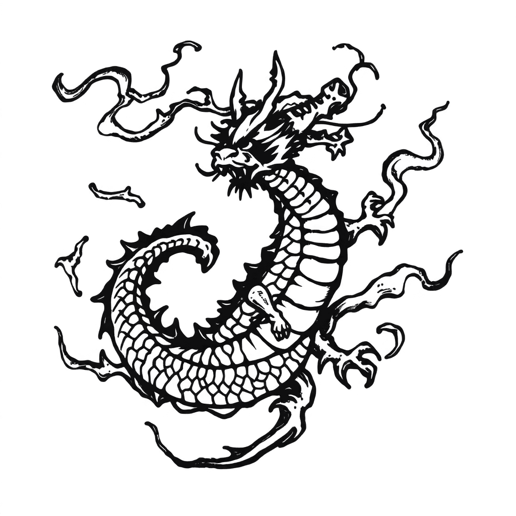 Japanese Dragon With Trailing Smoke